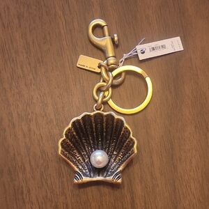 Coach Gold and Silver Shell Keychain
